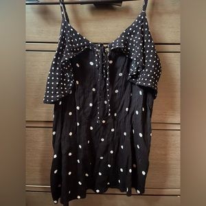 Black & White Poka-Dot Women’s Spaghetti Strap Top